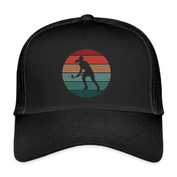 Joueur de hockey Rétro Joueur de hockey sur gazon - Casquette trucker  - noir/noir - Devant