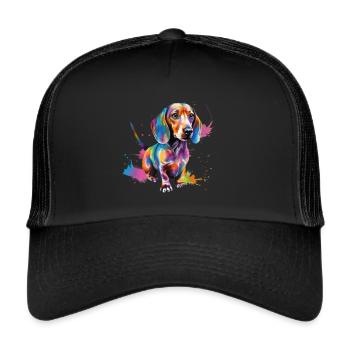 Cool and colorful dachshund for dachshund lovers - Trucker Cap - black/black - Front