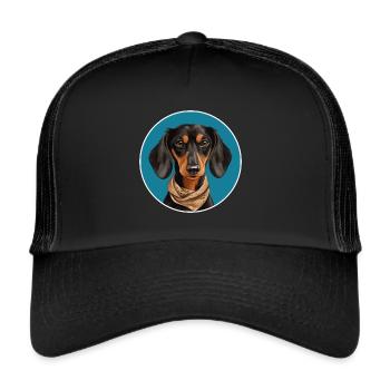 Teckel cool avec foulard pour les amoureux des chiens - Casquette trucker  - noir/noir - Devant