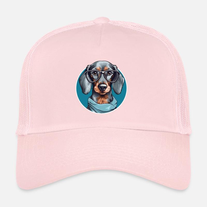 Cool dachshund with glasses and scarf dog Trucker Cap