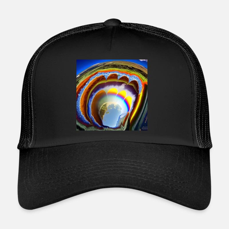 Regenbogen mit Sonne von oben - Trucker Cap - Schwarz/Schwarz