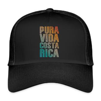 Pura Vida Costa Rica - Trucker Cap - Schwarz/Schwarz - Vorne