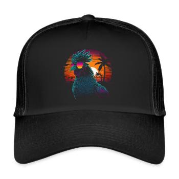 Retro Vintage Neon Chicken Rooster Chicken Sunglasses - Trucker Cap - black/black - Front