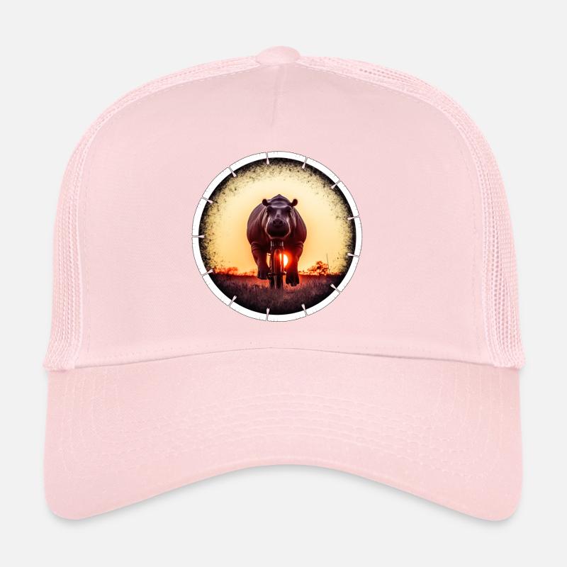 Ein Nilpferd auf dem Fahrrad Trucker Cap