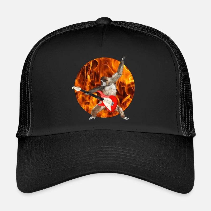 Affe Weißbartgibbon E-Gitarre Feuer lets rock Trucker Cap