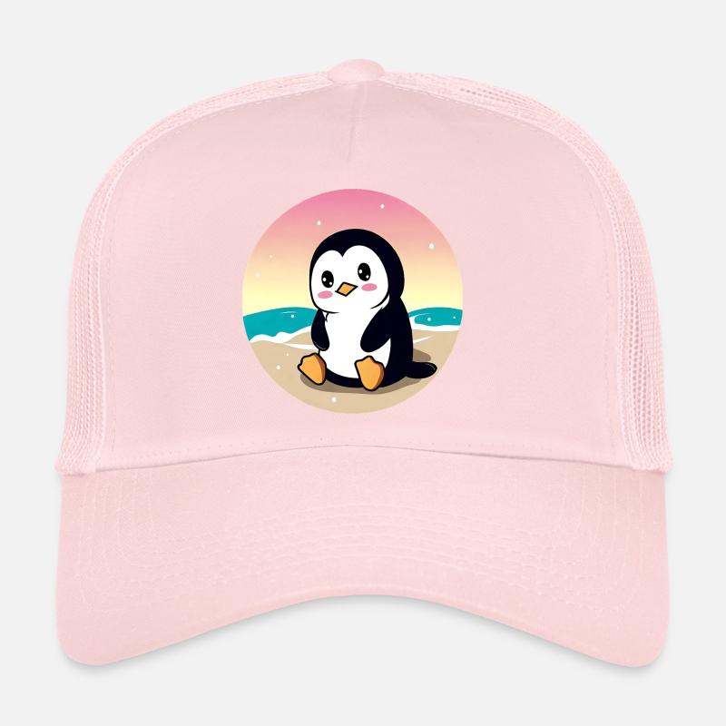 Pingouin de plage au coucher du soleil Casquette trucker 