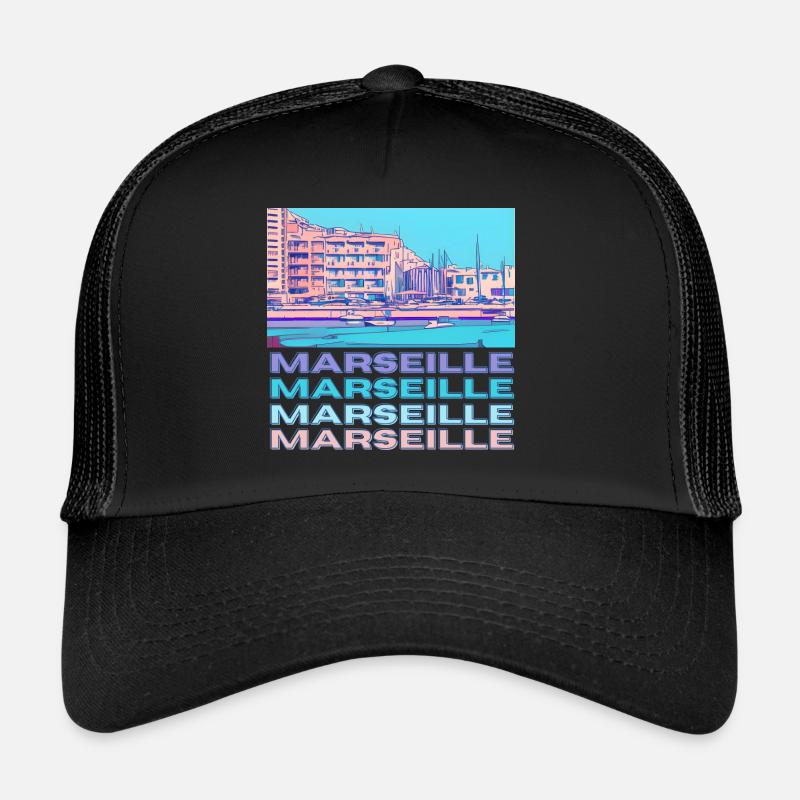 Marseille - Casquette trucker  - noir/noir