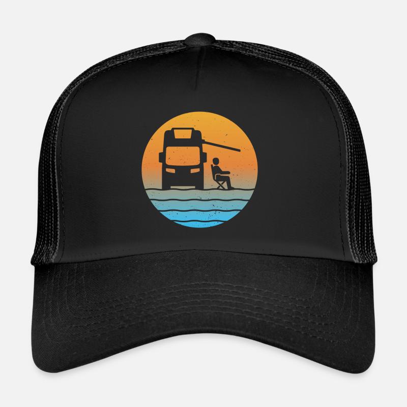 Wohnmobil sunset camping t-shirt camper - Trucker Cap - Schwarz/Schwarz