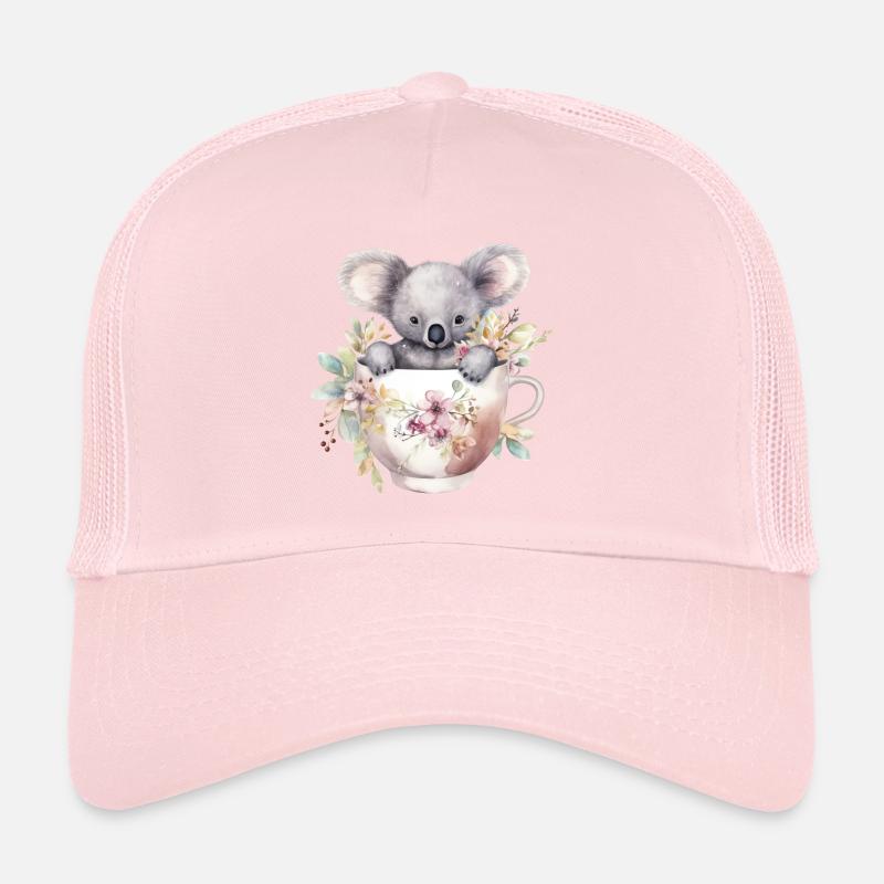 Koala mignon avec des fleurs dans une tasse Casquette trucker 