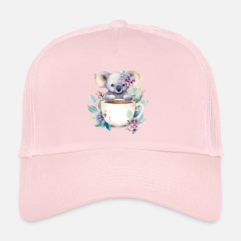 Koala mignon avec des fleurs dans une tasse Casquette trucker 