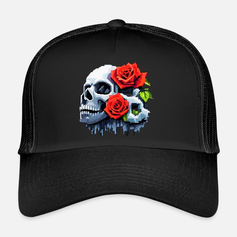 8Bit Skull - The 2 Roses Trucker Cap