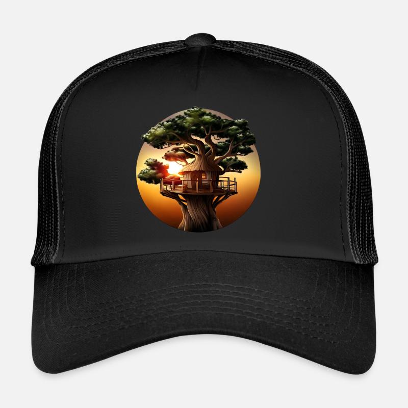 Treehouse at sunset Trucker Cap
