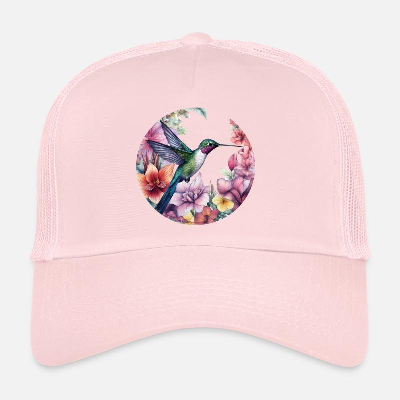 Exotischer Kolibri Vogel mit Blumenmuster Blumen Trucker Cap