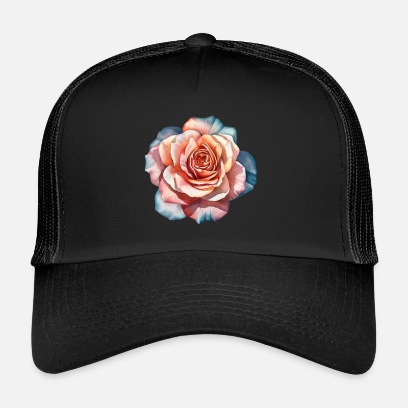 Blumen Rose Rosa Blau Muttertag Valentinstag Trucker Cap