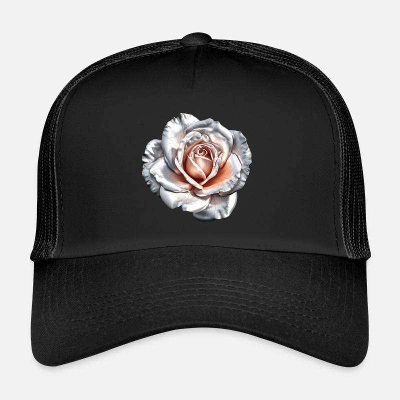 Blumen Rose Weiß Grau Muttertag Valentinstag Trucker Cap