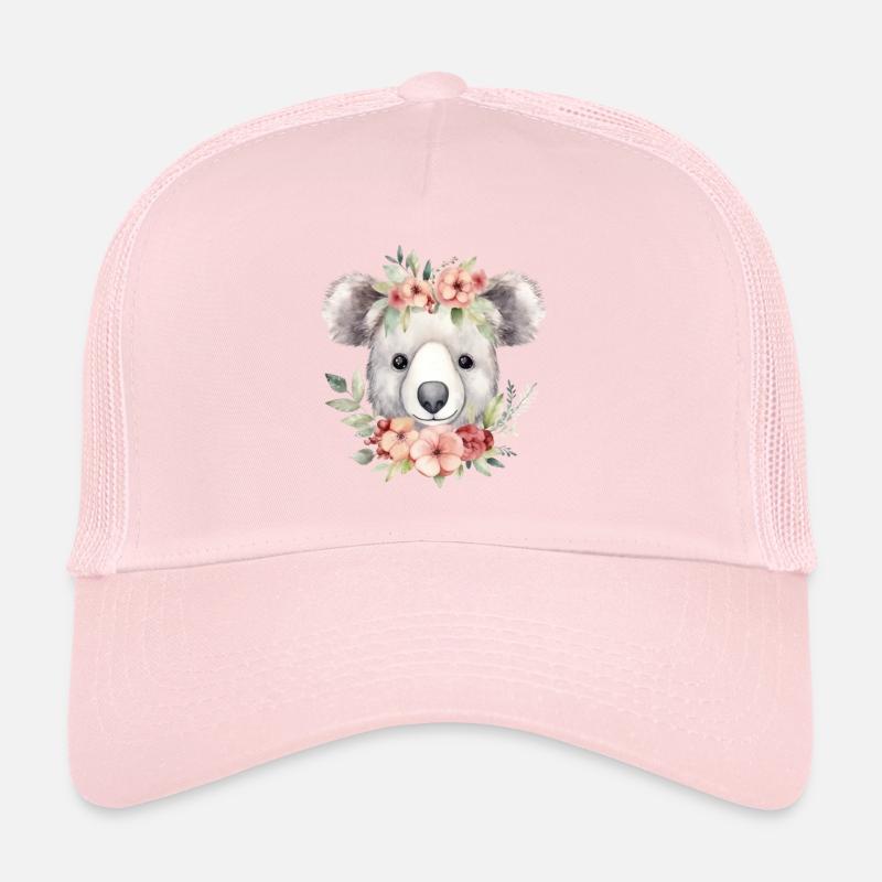 Koala mignon et mignon avec des fleurs d’amour Casquette trucker 