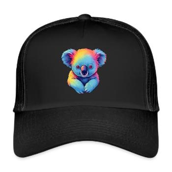 Süßer Koala Bunt Farbenfroh Tier Australien - Trucker Cap - Schwarz/Schwarz - Vorne