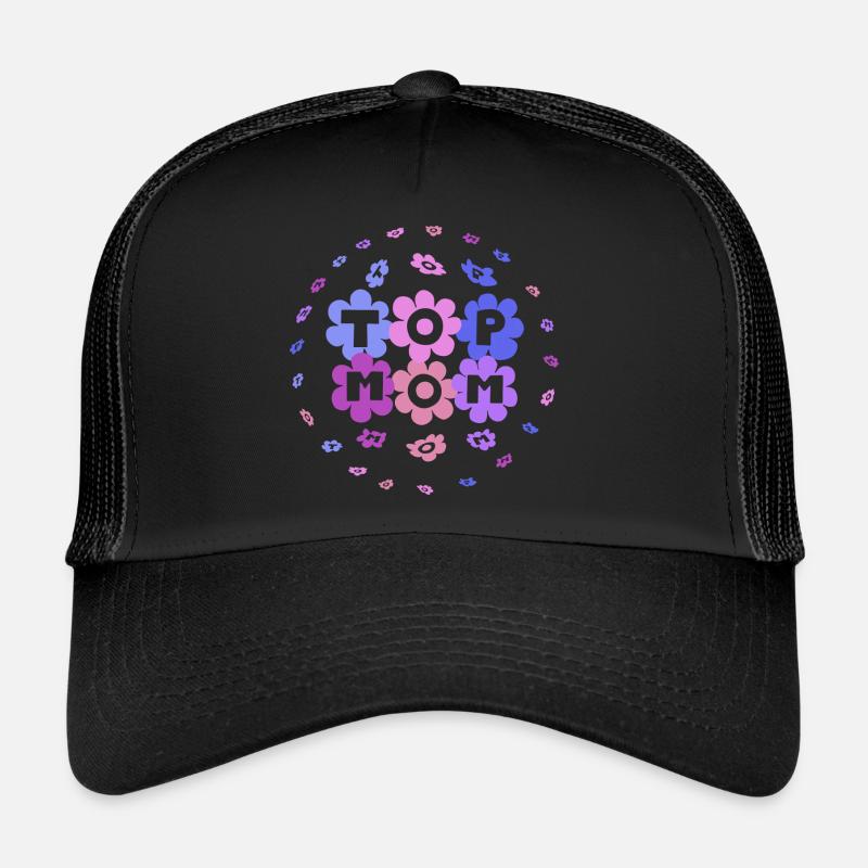 Top-Mom purple-colourful - Trucker Cap - Schwarz/Schwarz