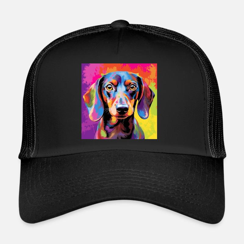 Teckel Pop Art - Casquette trucker - noir/noir
