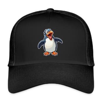 Cooler lustiger Pinguin - Trucker Cap - Schwarz/Schwarz - Vorne