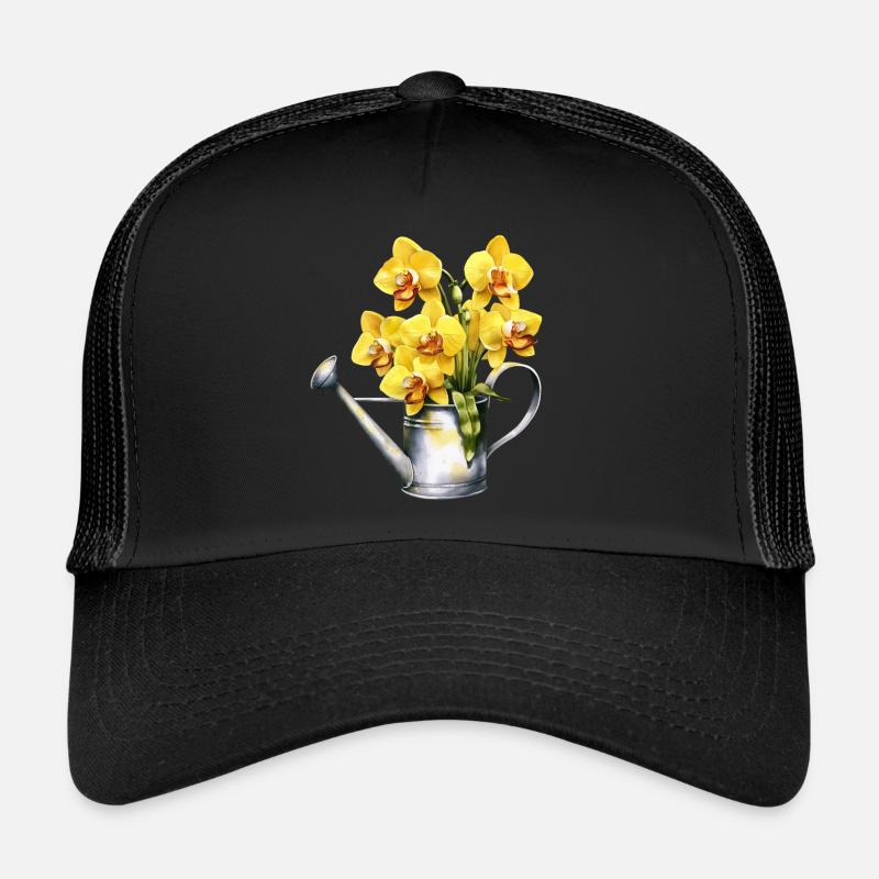 Arrosoir Fleurs Fleurs Orchidée Jaune Mariage Casquette trucker 
