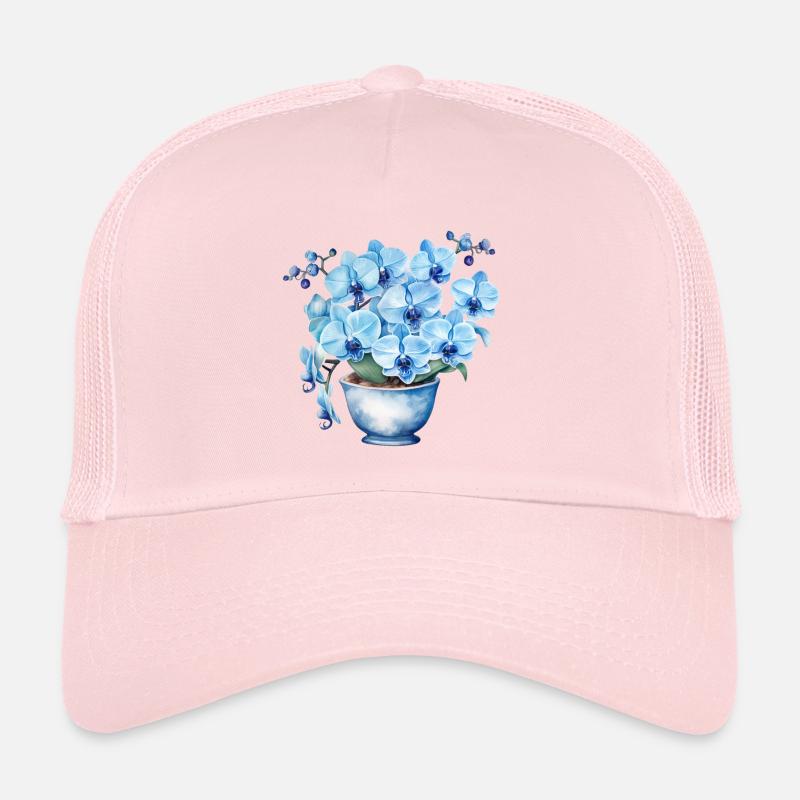 Blossoms Plants Blue Flowers Orchid Wedding Trucker Cap