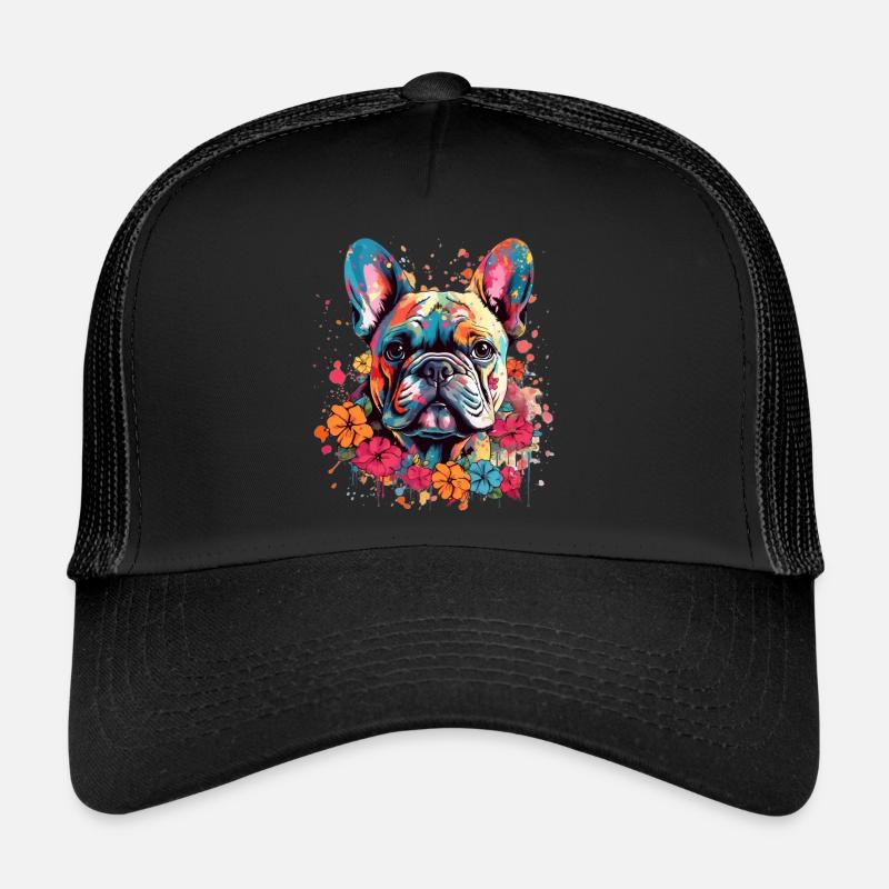 Bouledogue français coloré - Casquette trucker  - noir/noir