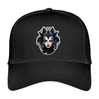 Goth Girl Gothic Frau Mystisch Schwarze Hexe - Trucker Cap - Schwarz/Schwarz - Vorne