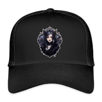 Goth Girl Gothic Red Vampire Mystical Bat - Casquette trucker  - noir/noir - Devant