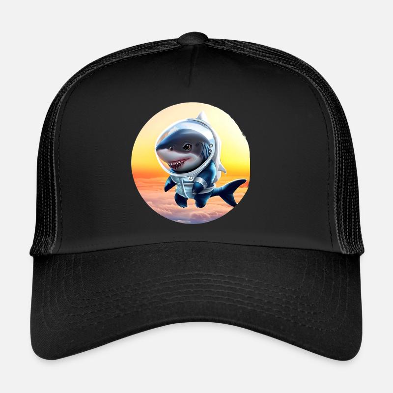 Requin astronaute au coucher du soleil Casquette trucker 