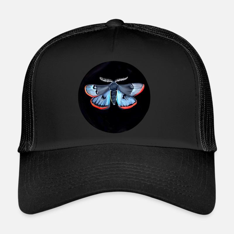 Gouache-Malerei: Motte - Trucker Cap - Schwarz/Schwarz