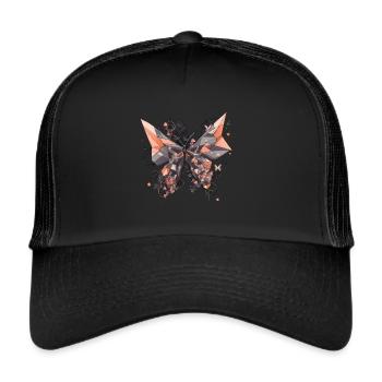 Origami Schmetterling Japanische Kunst - Trucker Cap - Schwarz/Schwarz - Vorne