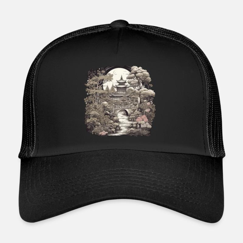 Bonsai - Japanischer Garten - Trucker Cap - Schwarz/Schwarz