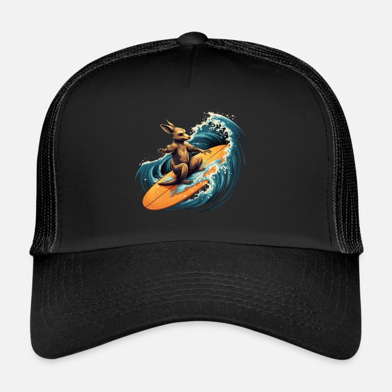 Surfing kangaroo - Trucker Cap - Schwarz/Schwarz