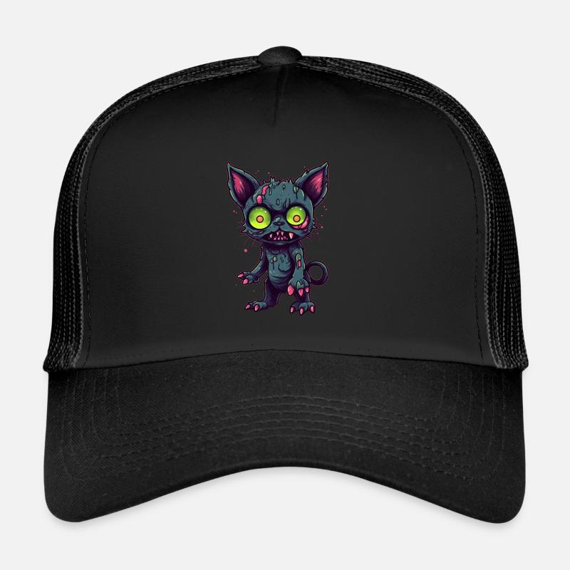 Halloween Zombie Cat - Cute Creepy Cat Trucker Cap