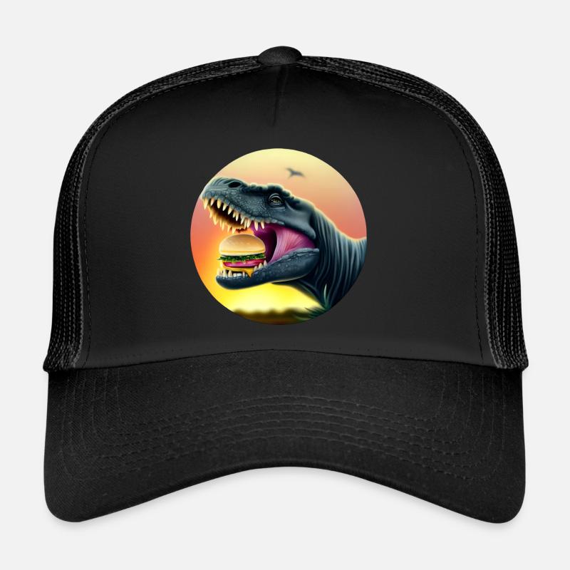 Cheeseburger Dinosauerier - Trucker Cap - Schwarz/Schwarz