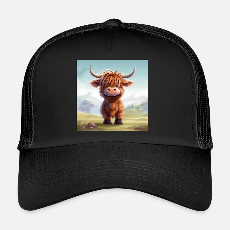 CUTE HIGHLAND COW design - Trucker Cap - black/black