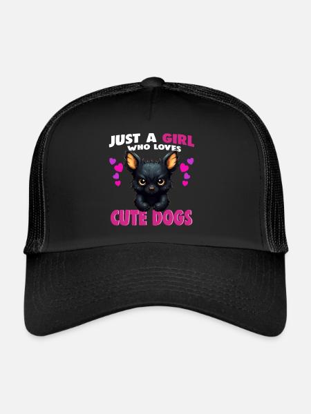 Just a Girl who Loves Cute Dogs - Trucker Cap - black/black - Front