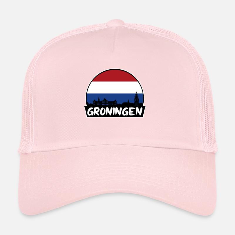 Groningue Pays-Bas Flag Skyline Silhouette Casquette trucker 