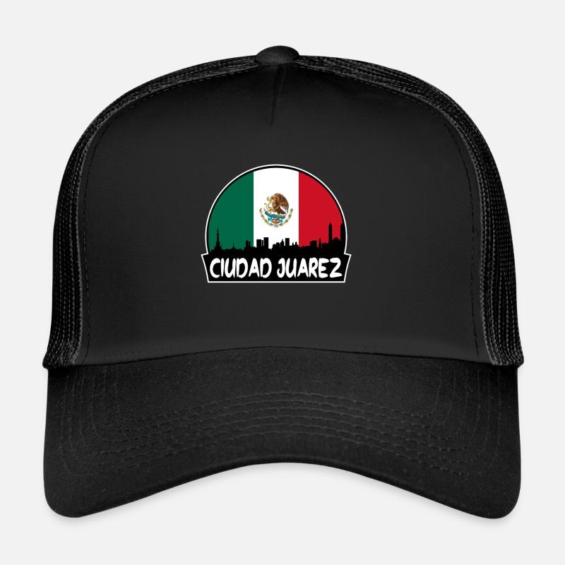 Ciudad Juarez Mexique Drapeau Horizon Silhouette Trave Casquette trucker 
