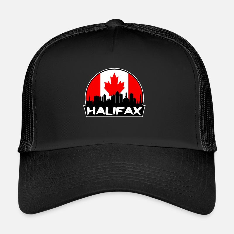 Halifax Canada Flag Skyline Silhouette Voyage Casquette trucker 