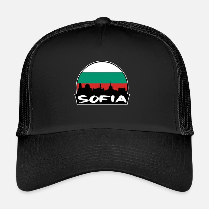 Sofia Bulgaria Flag Skyline Silhouette Travel Trucker Cap