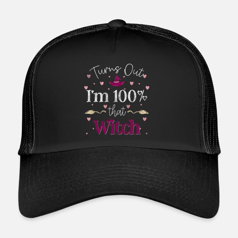 Witchcraft Broom Halloween Saying Trucker Cap