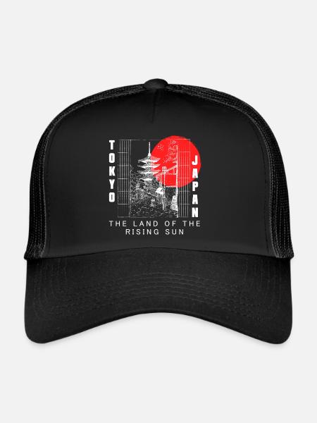 Japon Culture Japonais Asiatique - Casquette trucker  - noir/noir - Devant