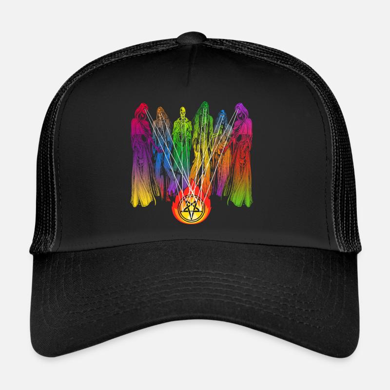 Pride Skelett Regenbogen Grafik - Trucker Cap - Schwarz/Schwarz