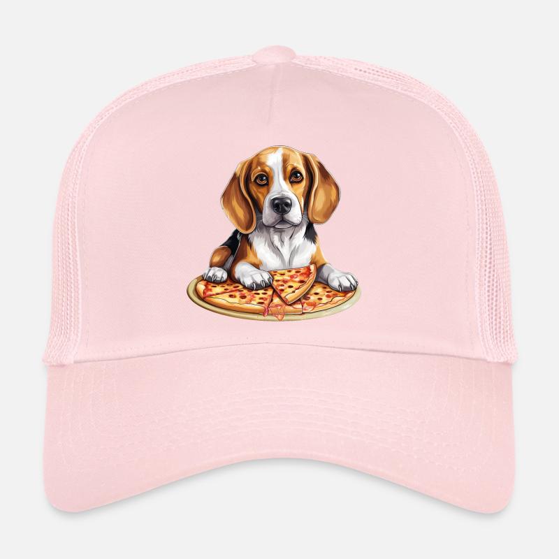 Beagle avec pizza, Conception de nourriture amusante pour chiens Casquette trucker 