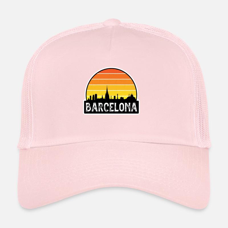 Barcelone Espagne Flag Skyline Souvenir de voyage Casquette trucker 