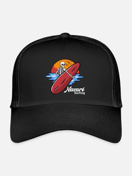 Nazare Surfing Portugal - Casquette trucker  - noir/noir - Devant