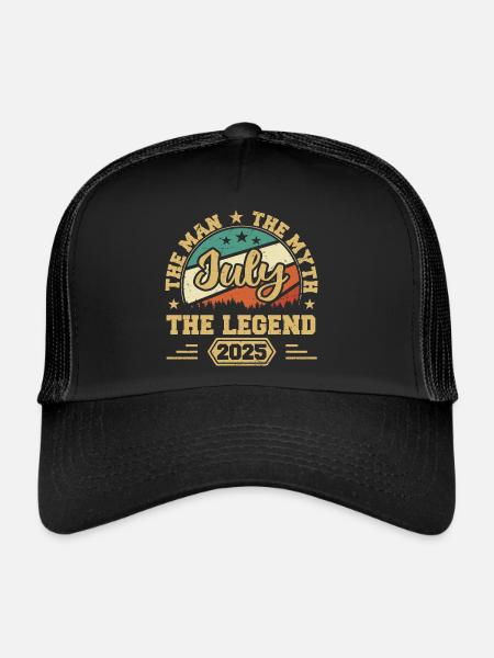Juillet 2025 L’Homme, Le Myte, La légende, Juillet 2025 - Casquette trucker  - noir/noir - Devant