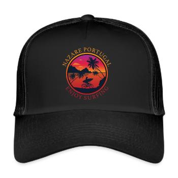 Nazare Portugal Enjoy Surfing - Trucker Cap - black/black - Front